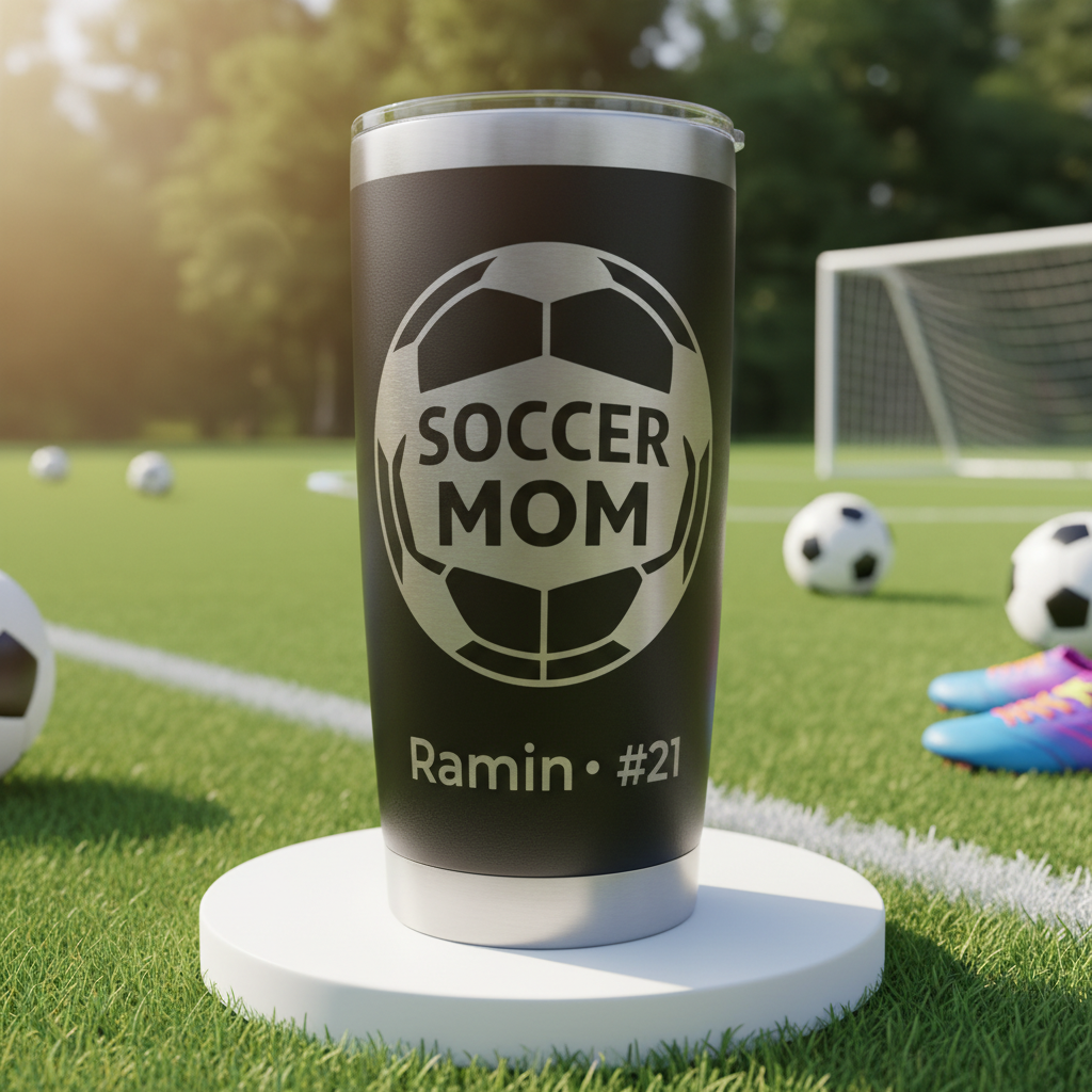 Personalized Soccer Mom Tumbler – Custom Name & Number