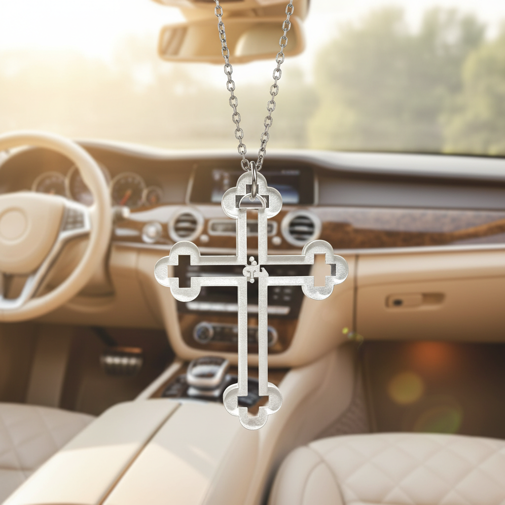 Assyrian Cross Acrylic Rear-View Mirror Car Charm